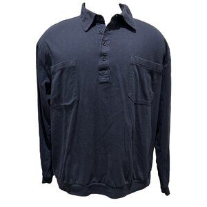 Vintage John Blair Collared 4-Button Polo Long Sleeve Shirt 2XL TL 2 Pockets